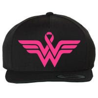 Breast Cancer Superhero Ribbon Logo Wool Snapback Cap