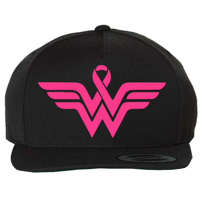 Breast Cancer Superhero Ribbon Logo Wool Snapback Cap