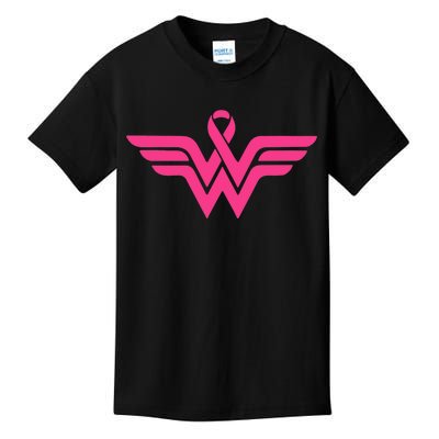 Breast Cancer Superhero Ribbon Logo Kids T-Shirt