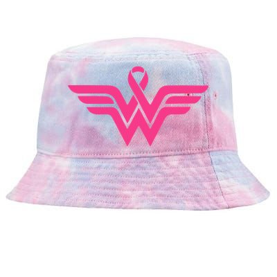 Breast Cancer Superhero Ribbon Logo Tie-Dyed Bucket Hat