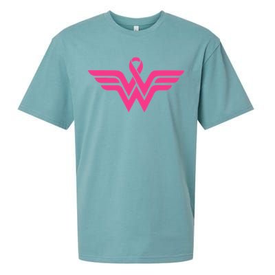 Breast Cancer Superhero Ribbon Logo Sueded Cloud Jersey T-Shirt