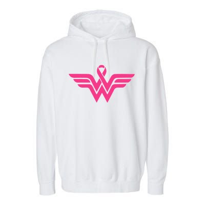 Breast Cancer Superhero Ribbon Logo Garment-Dyed Fleece Hoodie