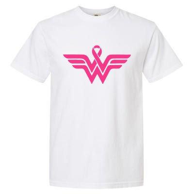 Breast Cancer Superhero Ribbon Logo Garment-Dyed Heavyweight T-Shirt