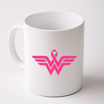 Breast Cancer Superhero Ribbon Logo Coffee Mug