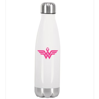 Breast Cancer Superhero Ribbon Logo Stainless Steel Insulated Water Bottle