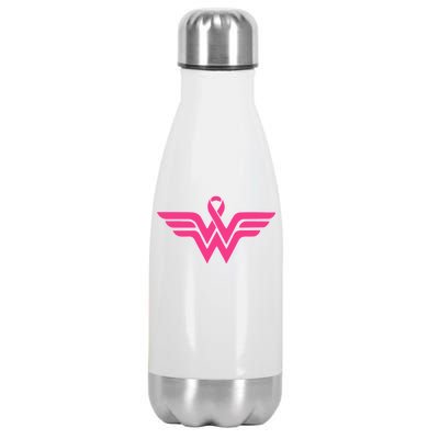 Breast Cancer Superhero Ribbon Logo Stainless Steel Insulated Water Bottle