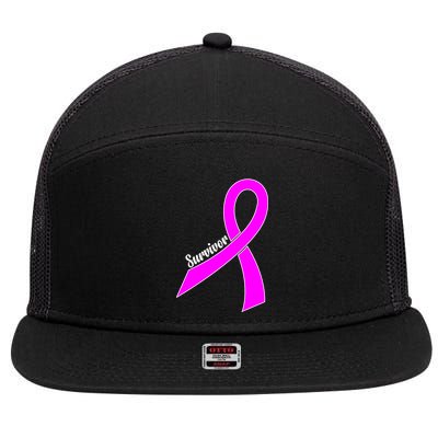 Breast Cancer Survivor 7 Panel Mesh Trucker Snapback Hat