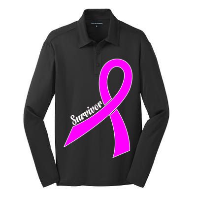 Breast Cancer Survivor Silk Touch Performance Long Sleeve Polo