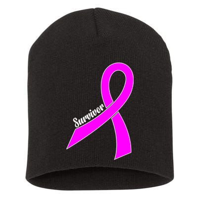 Breast Cancer Survivor Short Acrylic Beanie