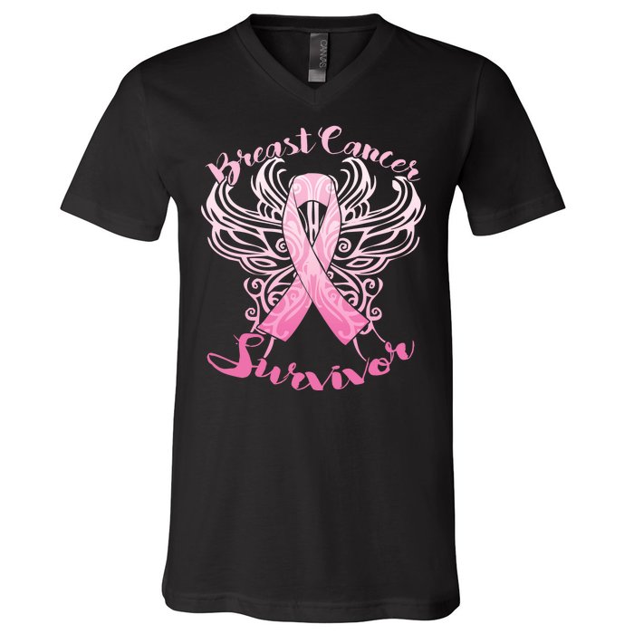 Breast Cancer Survivor Awareness V-Neck T-Shirt