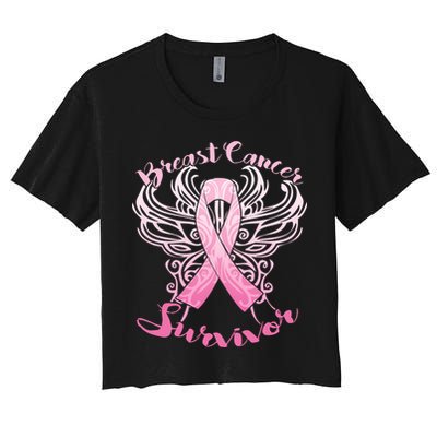 Breast Cancer Survivor Awareness Women's Crop Top Tee