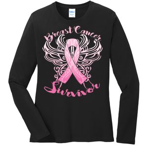 Breast Cancer Survivor Awareness Ladies Long Sleeve Shirt