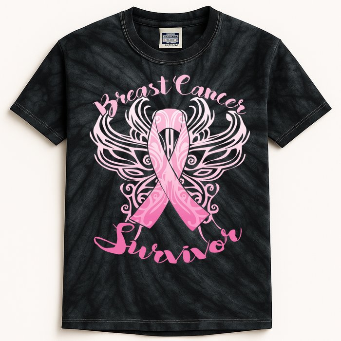 Breast Cancer Survivor Awareness Kids Tie-Dye T-Shirt