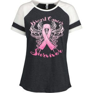 Breast Cancer Survivor Awareness Enza Ladies Jersey Colorblock Tee