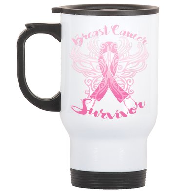 Breast Cancer Survivor Awareness Stainless Steel Travel Mug