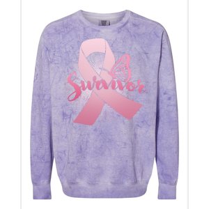 Breast Cancer Survivor Butterfly Colorblast Crewneck Sweatshirt