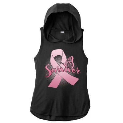 Breast Cancer Survivor Butterfly Ladies PosiCharge Tri-Blend Wicking Draft Hoodie Tank