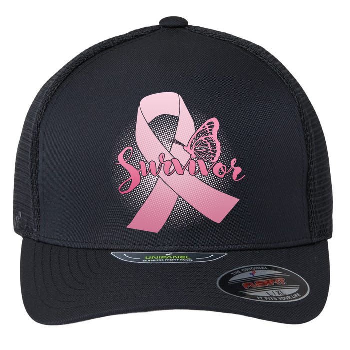 Breast Cancer Survivor Butterfly Flexfit Unipanel Trucker Cap