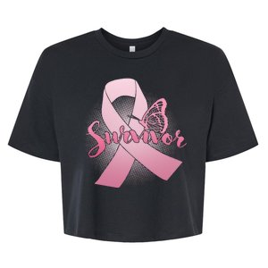 Breast Cancer Survivor Butterfly Bella+Canvas Jersey Crop Tee