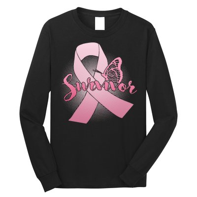 Breast Cancer Survivor Butterfly Long Sleeve Shirt