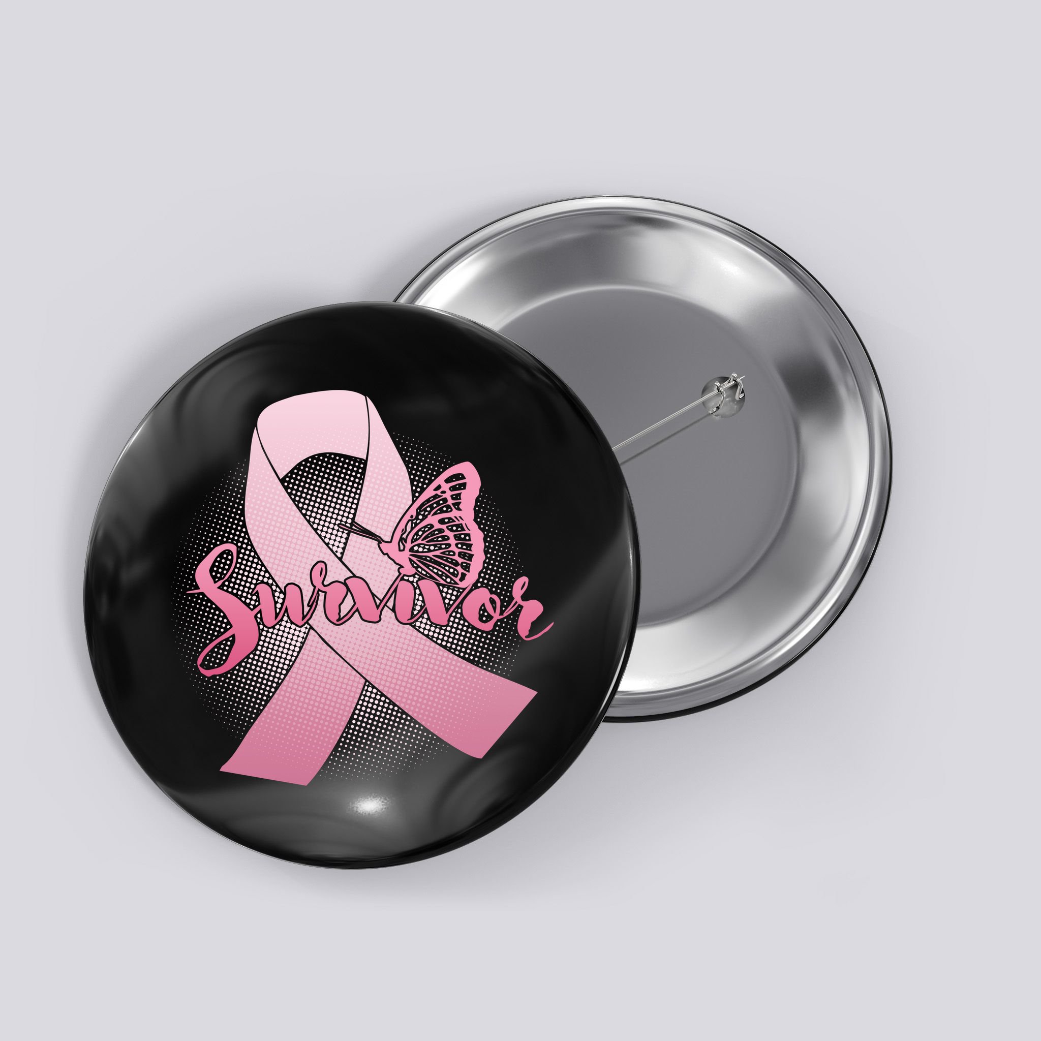 Breast Cancer Survivor Butterfly Button
