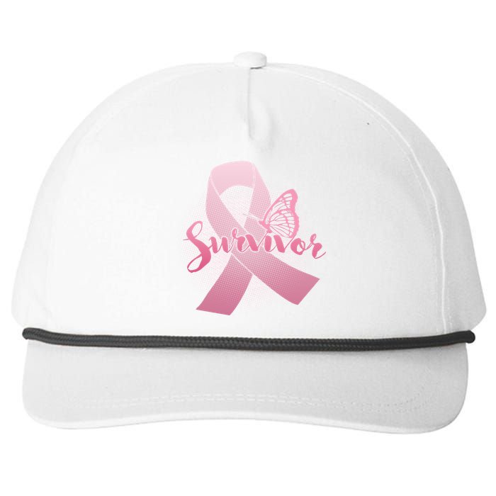 Breast Cancer Survivor Butterfly Snapback Five-Panel Rope Hat