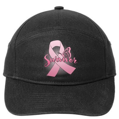 Breast Cancer Survivor Butterfly 7-Panel Snapback Hat