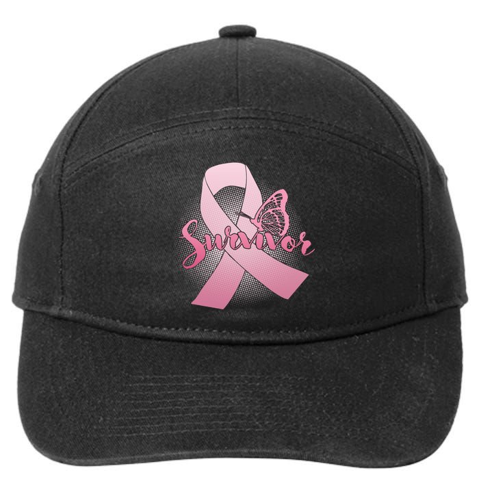 Breast Cancer Survivor Butterfly 7-Panel Snapback Hat