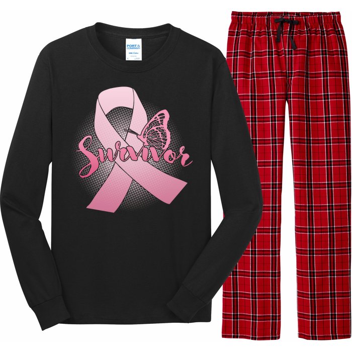 Breast Cancer Survivor Butterfly Long Sleeve Pajama Set