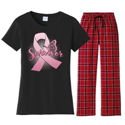 Breast Cancer Survivor Butterfly Women's Flannel Pajama Set