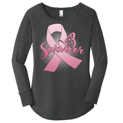 Breast Cancer Survivor Butterfly Women's Perfect Tri Tunic Long Sleeve Shirt