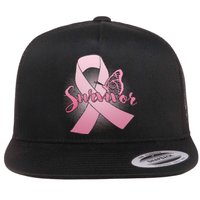 Breast Cancer Survivor Butterfly Flat Bill Trucker Hat