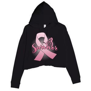 Breast Cancer Survivor Butterfly Crop Fleece Hoodie