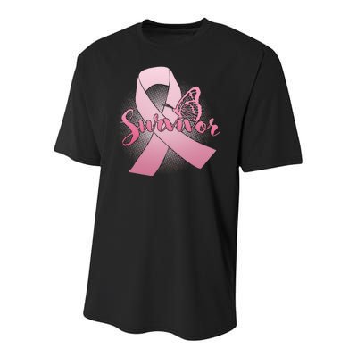 Breast Cancer Survivor Butterfly Youth Performance Sprint T-Shirt