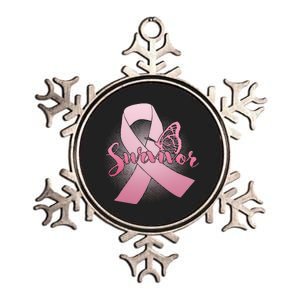 Breast Cancer Survivor Butterfly Metallic Star Ornament