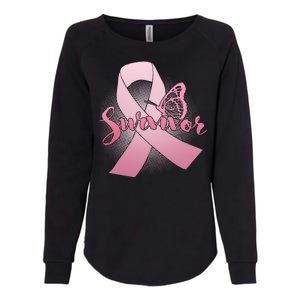 Breast Cancer Survivor Butterfly Womens California Wash Sweatshirt