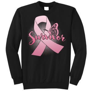 Breast Cancer Survivor Butterfly Tall Sweatshirt