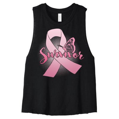 Breast Cancer Survivor Butterfly Women's Racerback Cropped Tank