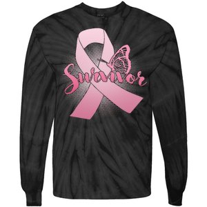 Breast Cancer Survivor Butterfly Tie-Dye Long Sleeve Shirt