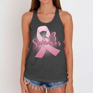 Breast Cancer Survivor Butterfly Women's Knotted Racerback Tank