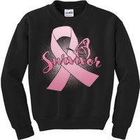 Breast Cancer Survivor Butterfly Kids Sweatshirt