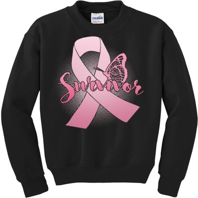 Breast Cancer Survivor Butterfly Kids Sweatshirt