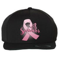 Breast Cancer Survivor Butterfly Wool Snapback Cap