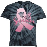 Breast Cancer Survivor Butterfly Kids Tie-Dye T-Shirt