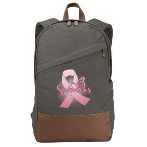 Breast Cancer Survivor Butterfly Cotton Canvas Backpack