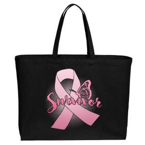 Breast Cancer Survivor Butterfly Cotton Canvas Jumbo Tote