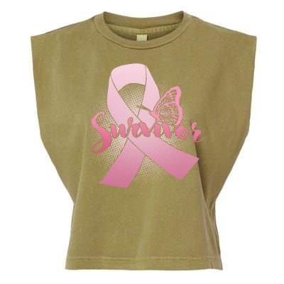 Breast Cancer Survivor Butterfly Garment-Dyed Women's Muscle Tee