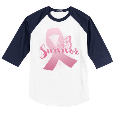 Breast Cancer Survivor Butterfly Baseball Sleeve Shirt