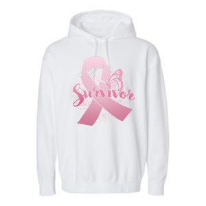 Breast Cancer Survivor Butterfly Garment-Dyed Fleece Hoodie