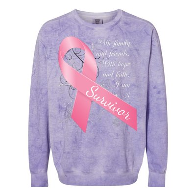 Breast Cancer Survivor Family Friends Hope Faith Colorblast Crewneck Sweatshirt